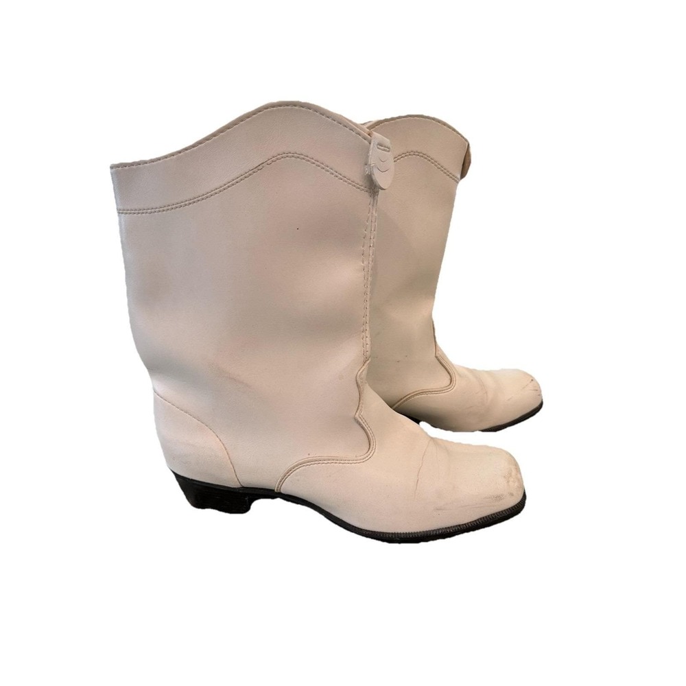 Vintage White Western /Majorette Go-go Mid-Calf Leather Boots for Women USA - Picture 6 of 7